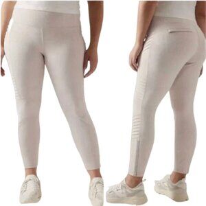 Women's Plus 1X Athleta Delancey Textured Moto Tights Leggings in Braiden Cream